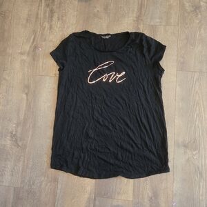 Victoria's Secret Black Tee Sleep Shirt with Rose Gold Sparkle Script Xl